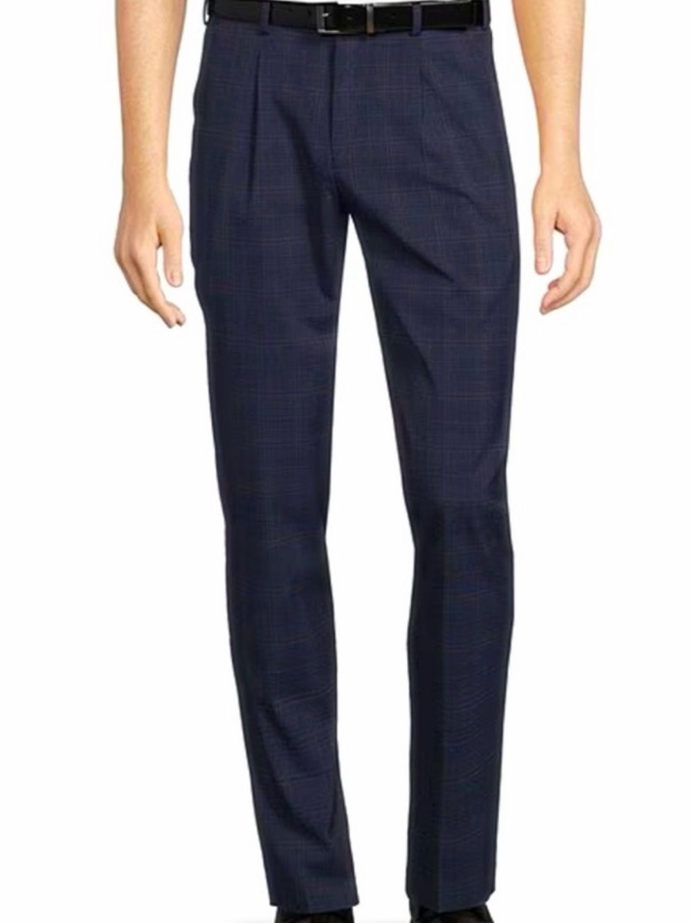 Murano Men's Lucas Carrot Fit Navy Plaid Dress Pants